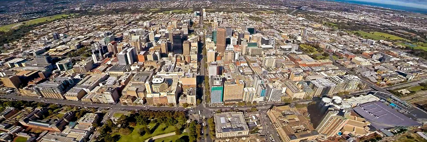 Aerial view over Adelaide, South Australia