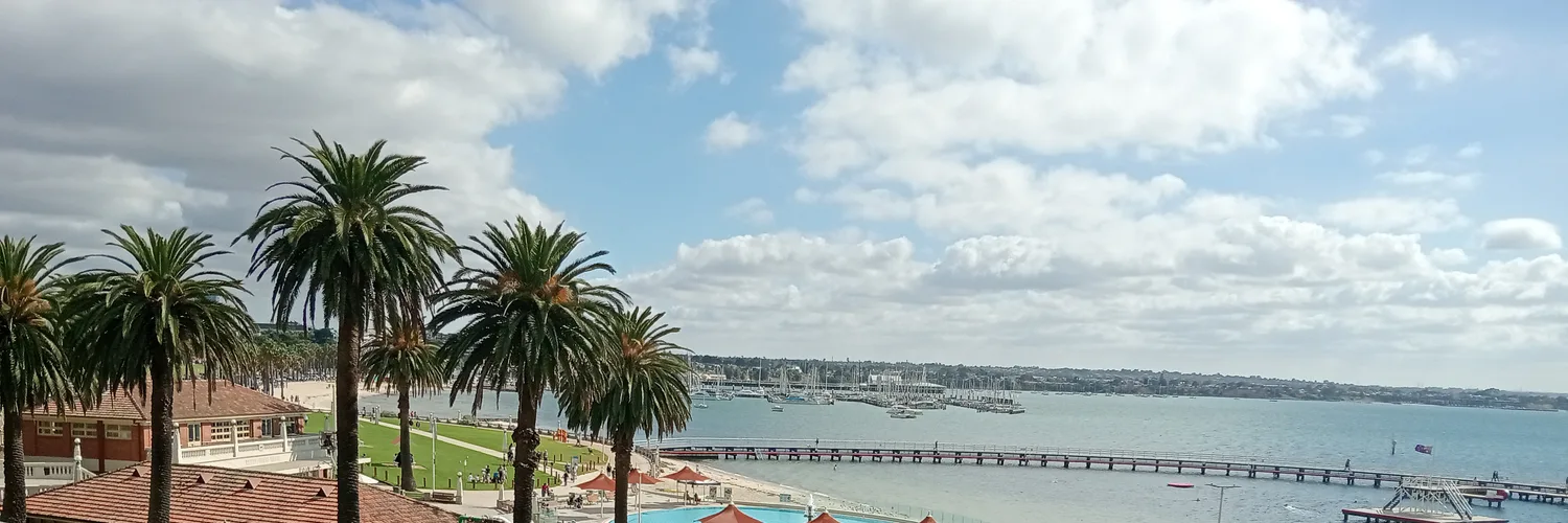Eastern Beach and the Corio Bay waterfront at Geelong, Victoria