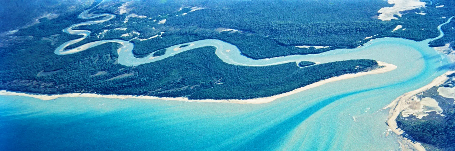 Aerial view of the coastline near Mackay, Queensland