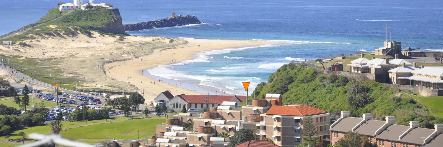 Nobbys Beach and the headland at Newcastle, New South Wales