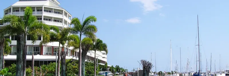 The Cairns Esplanade and marina in far north Queensland