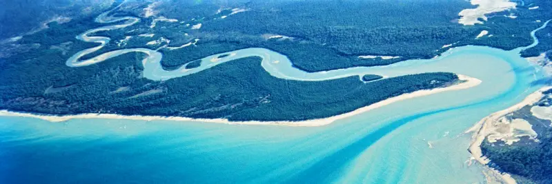 Aerial view of the coastline near Mackay, Queensland