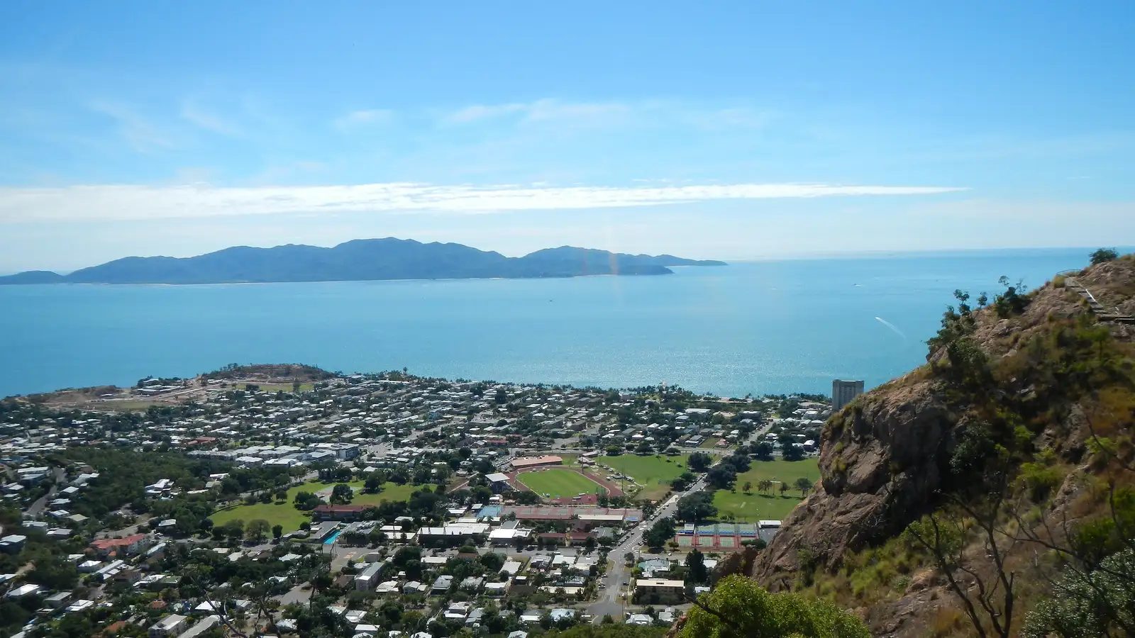 View over Townsville suburbs from Castle Hill towards Magnetic Island