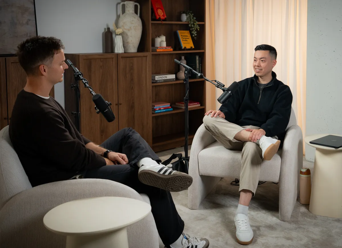 Peter Ly and Mitch Moroney talking through a client strategy